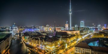 Aerial view of Berlin skyline